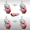 Service Caster 4 Inch SS Red Polyurethane Swivel 3/8 Inch Threaded Stem Caster Set Brake SCC SCC-SSTS20S414-PPUB-RED-TLB-381615-4 - alternate 5